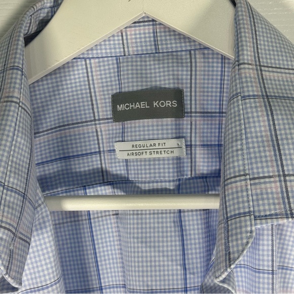 Michael Kors Blue Casual Button Down Shirt with Check Pattern - Picture 1 of 3